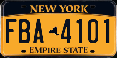 NY license plate FBA4101
