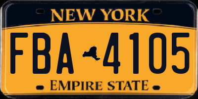 NY license plate FBA4105