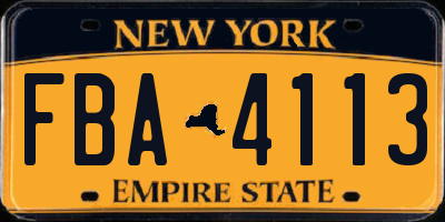 NY license plate FBA4113
