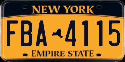 NY license plate FBA4115