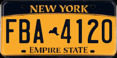 NY license plate FBA4120