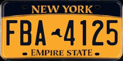 NY license plate FBA4125