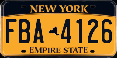 NY license plate FBA4126