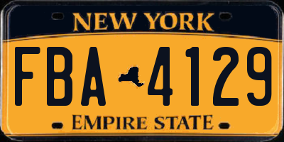 NY license plate FBA4129