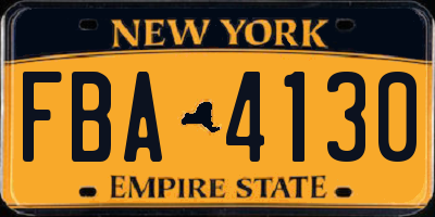 NY license plate FBA4130