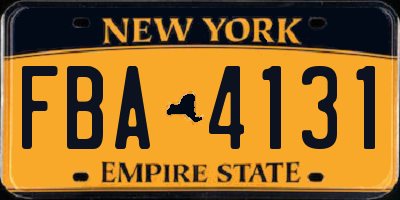NY license plate FBA4131
