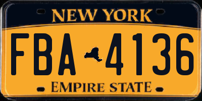 NY license plate FBA4136