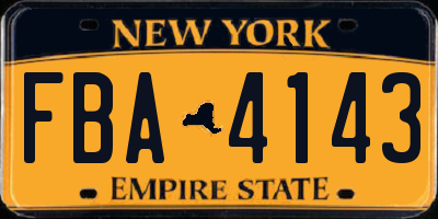 NY license plate FBA4143