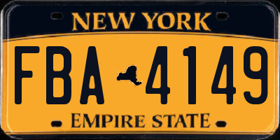NY license plate FBA4149