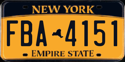 NY license plate FBA4151