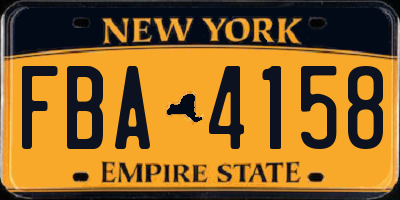 NY license plate FBA4158