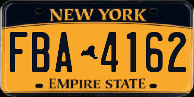 NY license plate FBA4162