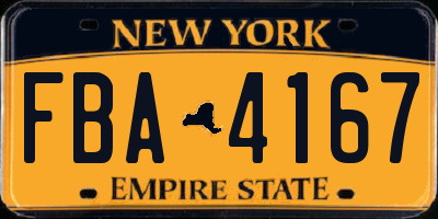 NY license plate FBA4167