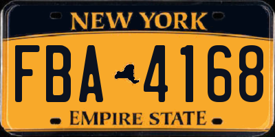 NY license plate FBA4168
