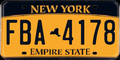 NY license plate FBA4178