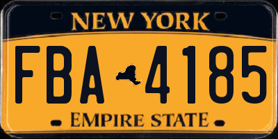 NY license plate FBA4185