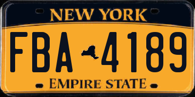 NY license plate FBA4189