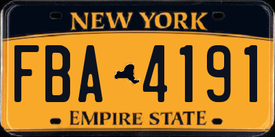 NY license plate FBA4191