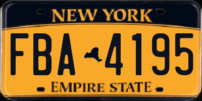 NY license plate FBA4195