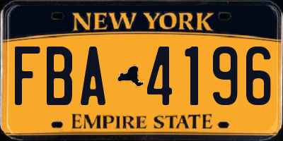 NY license plate FBA4196