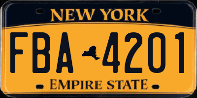 NY license plate FBA4201