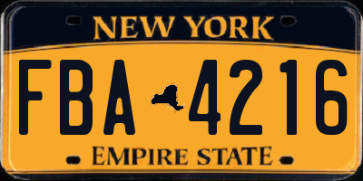 NY license plate FBA4216