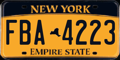 NY license plate FBA4223