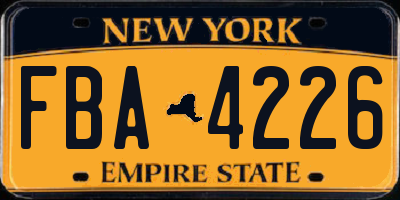 NY license plate FBA4226