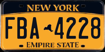 NY license plate FBA4228