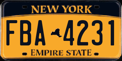 NY license plate FBA4231