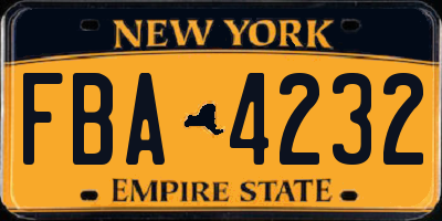 NY license plate FBA4232