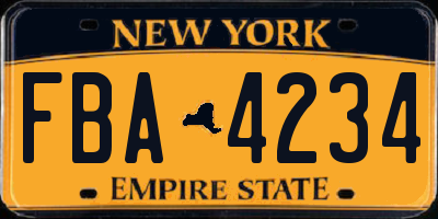 NY license plate FBA4234