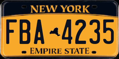 NY license plate FBA4235