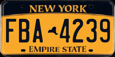 NY license plate FBA4239