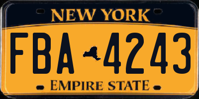 NY license plate FBA4243