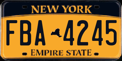 NY license plate FBA4245