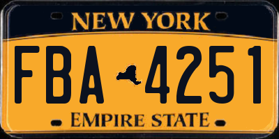 NY license plate FBA4251
