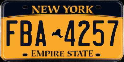 NY license plate FBA4257