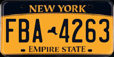 NY license plate FBA4263