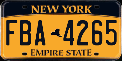 NY license plate FBA4265