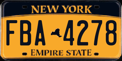 NY license plate FBA4278