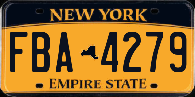 NY license plate FBA4279