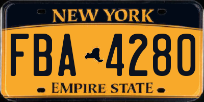 NY license plate FBA4280