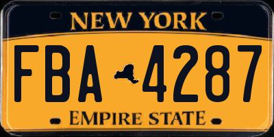 NY license plate FBA4287