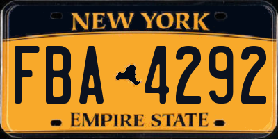 NY license plate FBA4292