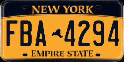 NY license plate FBA4294