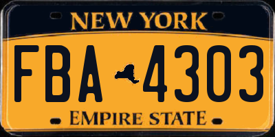 NY license plate FBA4303