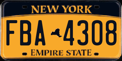 NY license plate FBA4308