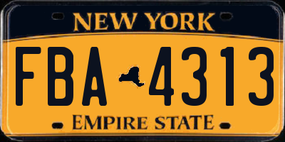 NY license plate FBA4313