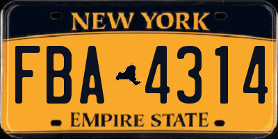 NY license plate FBA4314
